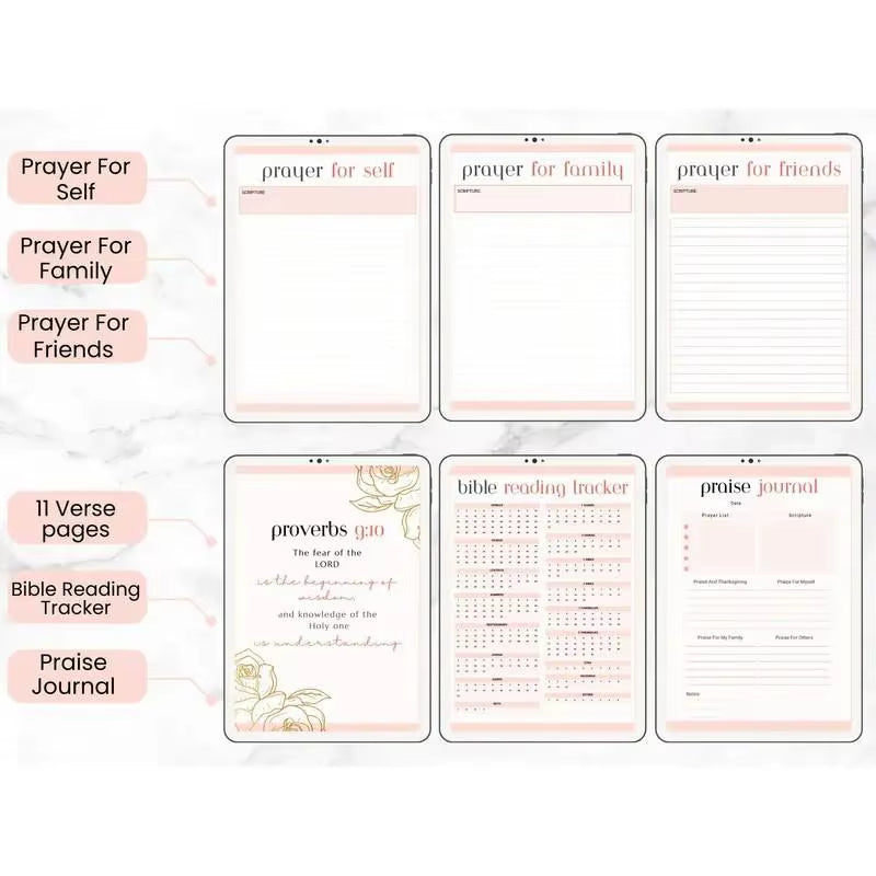 105-Page Prayer Journal with Bible Study & Gratitude Tracker Notebook Daily Planner Spiritual Growth Journal Guided Goal Planner