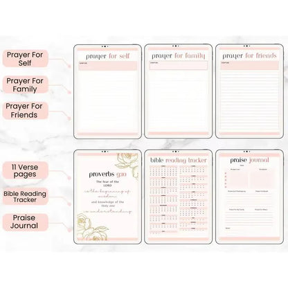 105-Page Prayer Journal with Bible Study & Gratitude Tracker Notebook Daily Planner Spiritual Growth Journal Guided Goal Planner