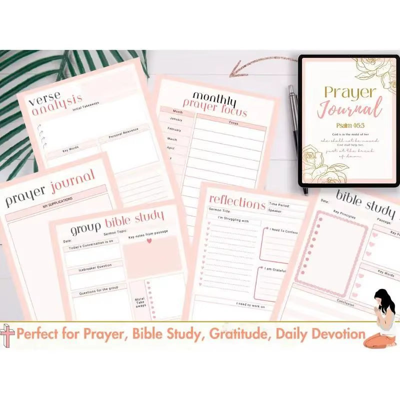 105-Page Prayer Journal with Bible Study & Gratitude Tracker Notebook Daily Planner Spiritual Growth Journal Guided Goal Planner